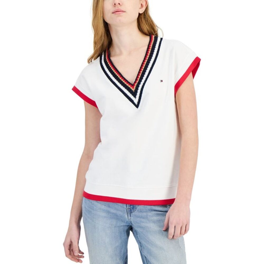 Tommy Hilfiger Womens French Terry Sweater Vest, Multicoloured, XL, DM